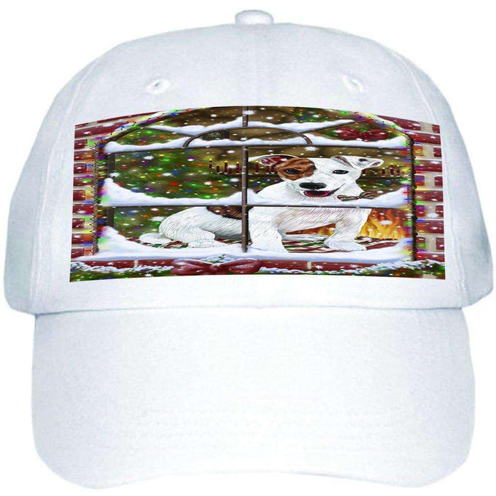 Please Come Home For Christmas Jack Russell Dog Sitting In Window Ball Hat Cap HAT48963