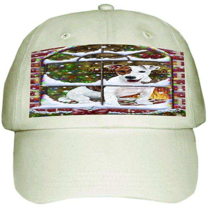 Please Come Home For Christmas Jack Russell Dog Sitting In Window Ball Hat Cap HAT48963