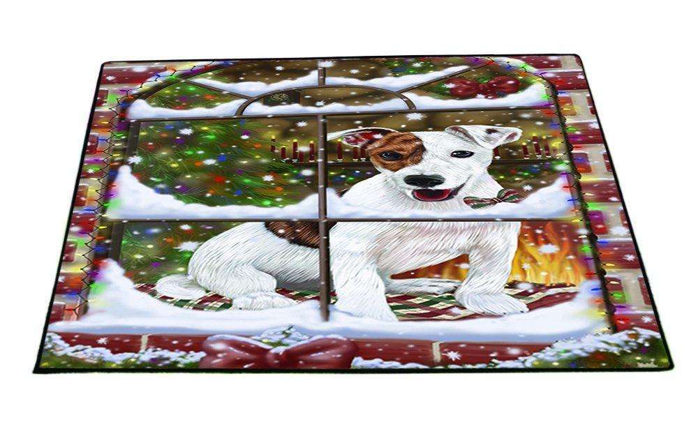 Please Come Home For Christmas Jack Russell Dog Sitting In Window Floormat FLMS48879