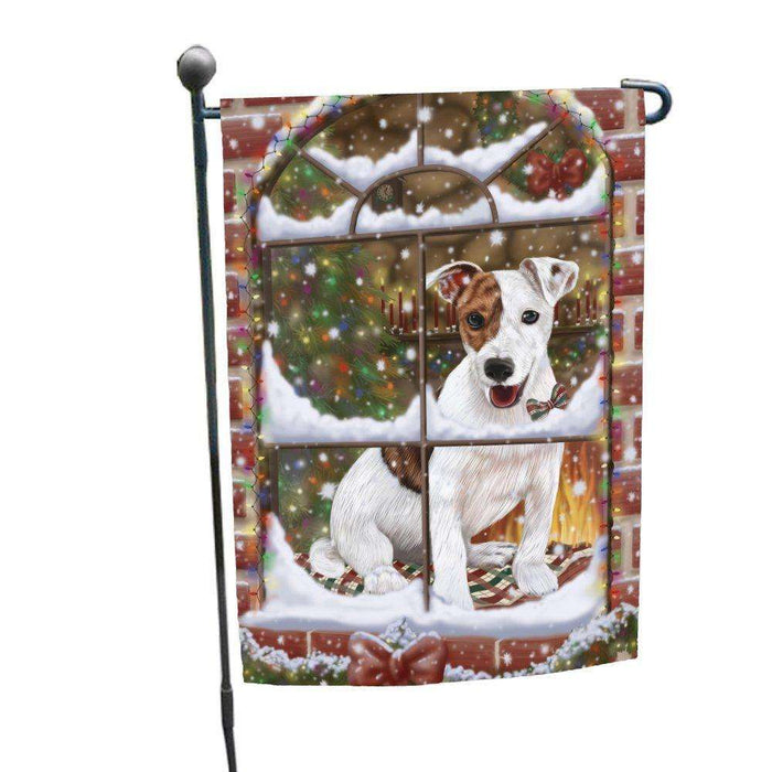 Please Come Home For Christmas Jack Russell Dog Sitting In Window Garden Flag GFLG48368