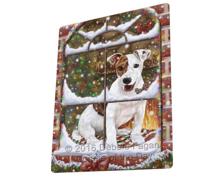 Please Come Home For Christmas Jack Russell Dog Sitting In Window Tempered Cutting Board C50025