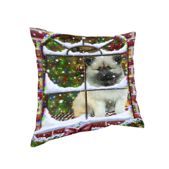 Please Come Home For Christmas Keeshond Dog Sitting In Window Pillow PIL71168