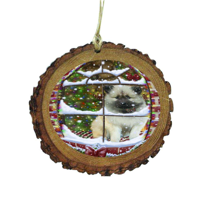 Please Come Home For Christmas Keeshond Dog Sitting In Window Wooden Christmas Ornament WOR49179