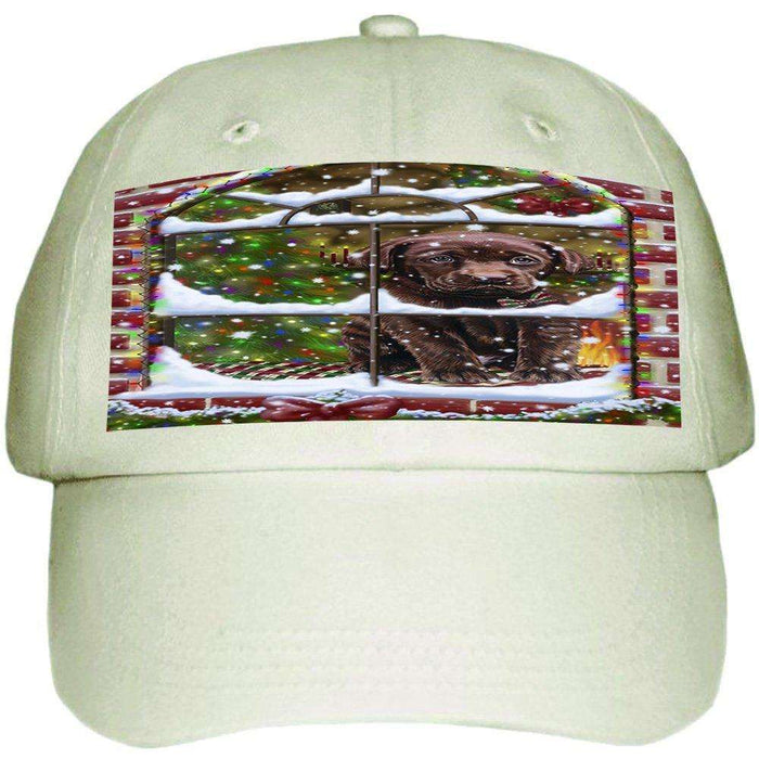 Please Come Home For Christmas Labradors Dog Sitting In Window Ball Hat Cap HAT48969