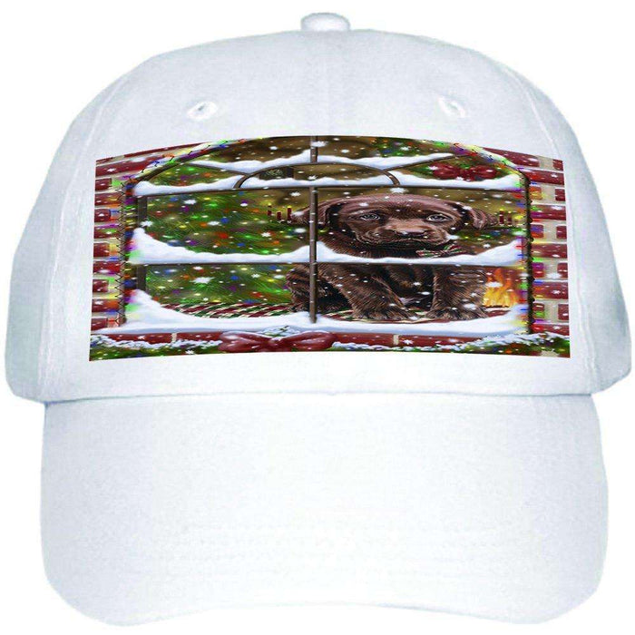 Please Come Home For Christmas Labradors Dog Sitting In Window Ball Hat Cap HAT48969