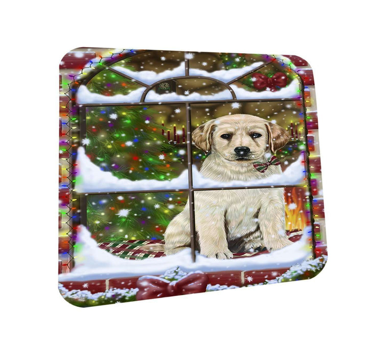 Please Come Home For Christmas Labradors Dog Sitting In Window Coasters Set of 4 CST48370