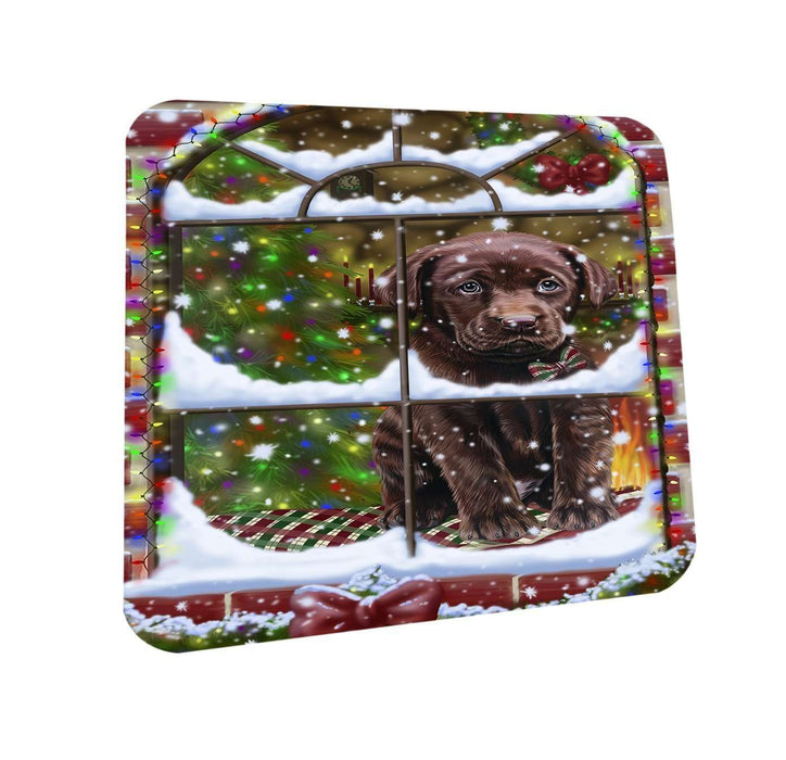 Please Come Home For Christmas Labradors Dog Sitting In Window Coasters Set of 4 CST48371