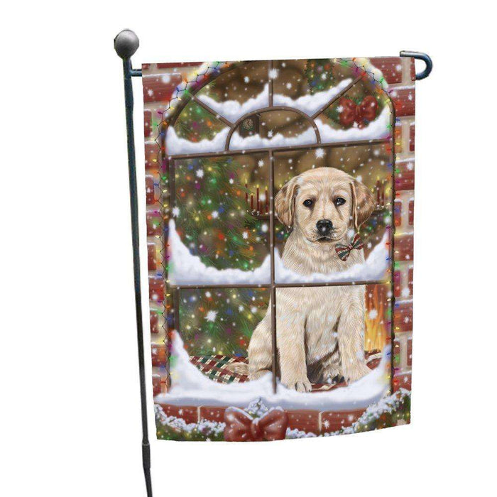 Please Come Home For Christmas Labradors Dog Sitting In Window Garden Flag GFLG48369