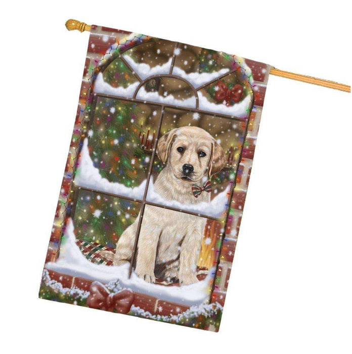 Please Come Home For Christmas Labradors Dog Sitting In Window House Flag FLG48424