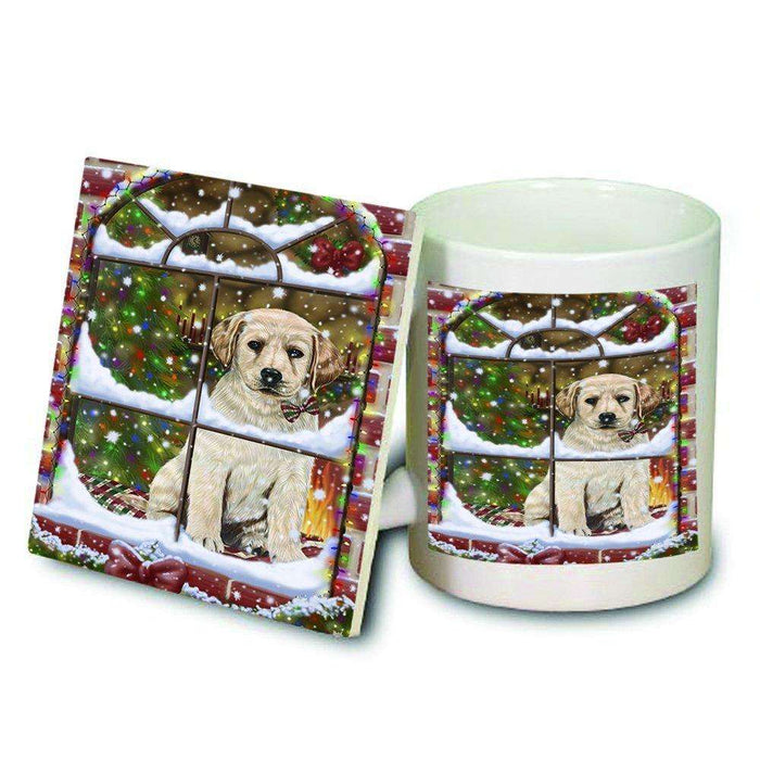 Please Come Home For Christmas Labradors Dog Sitting In Window Mug and Coaster Set MUC48403