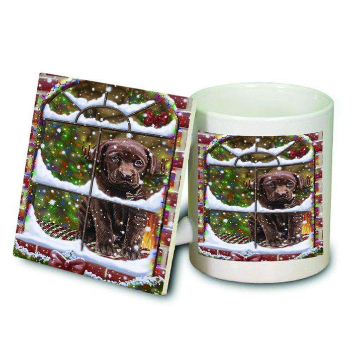 Please Come Home For Christmas Labradors Dog Sitting In Window Mug and Coaster Set MUC48404