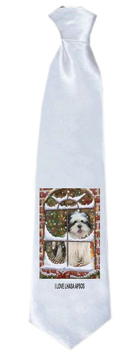 Please Come Home For Christmas Labradors Dog Sitting In Window Neck Tie TIE48237