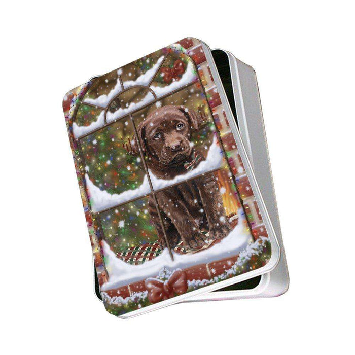 Please Come Home For Christmas Labradors Dog Sitting In Window Photo Storage Tin PITN48412