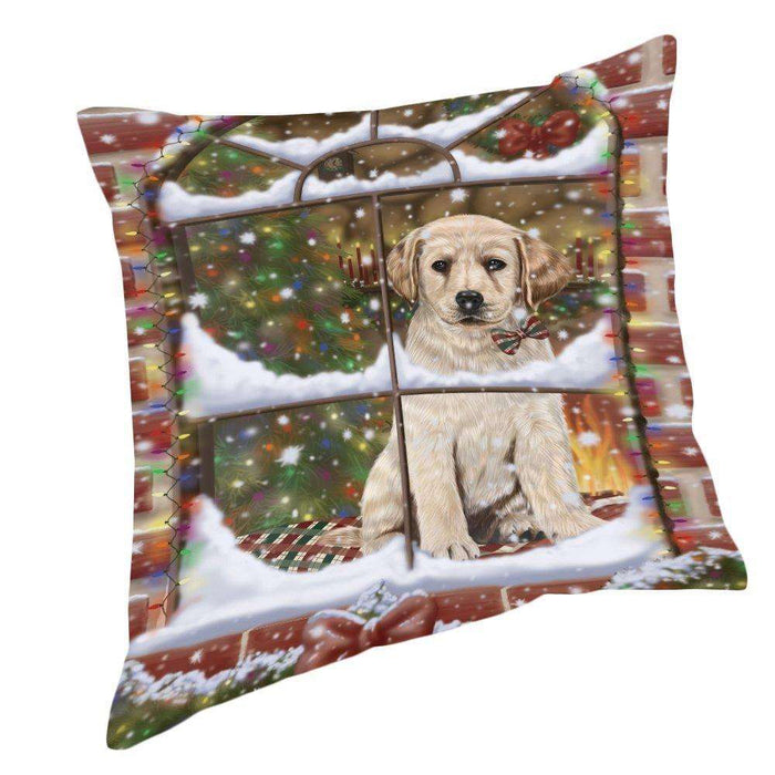 Please Come Home For Christmas Labradors Dog Sitting In Window Pillow PIL49696