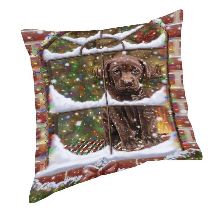 Please Come Home For Christmas Labradors Dog Sitting In Window Pillow PIL49700 (14x14)