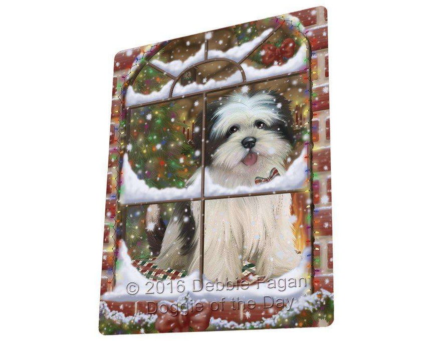 Please Come Home For Christmas Lhasa Apso Dog Sitting In Window Blanket BLNKT54120