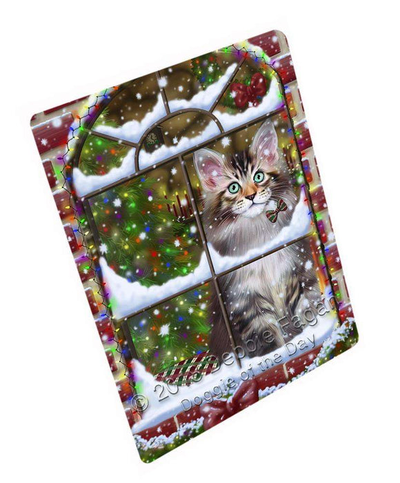 Please Come Home For Christmas Maine Coon Cat Sitting In Window Large Refrigerator / Dishwasher Magnet RMAG82710