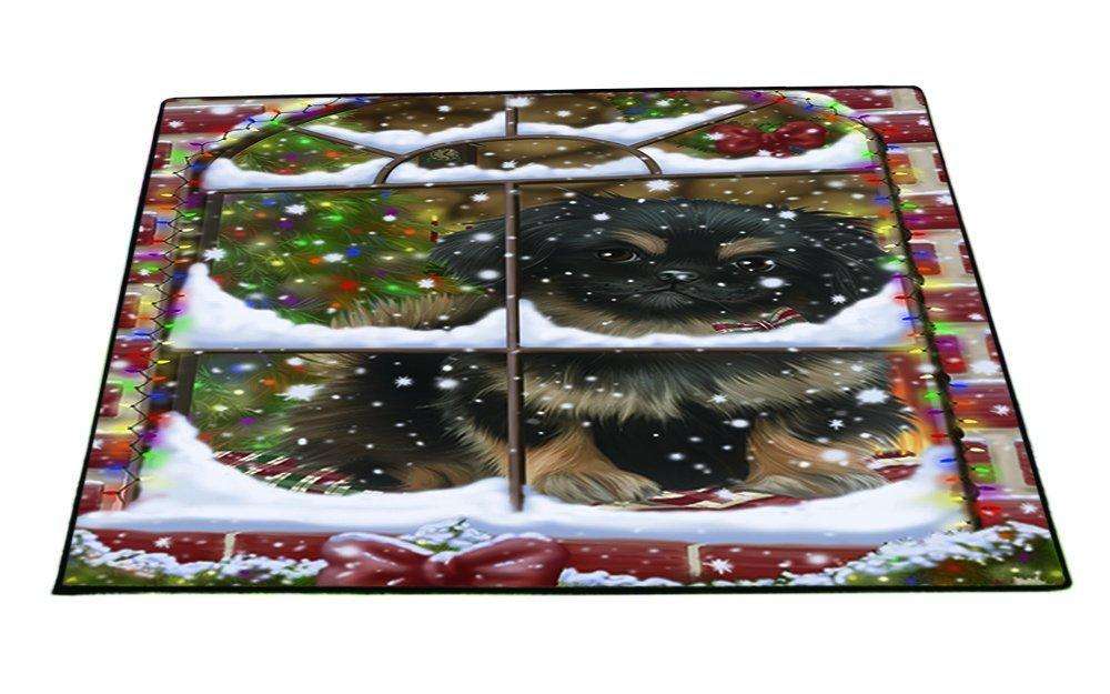 Please Come Home For Christmas Pekingese Dog Sitting In Window Floormat FLMS48897