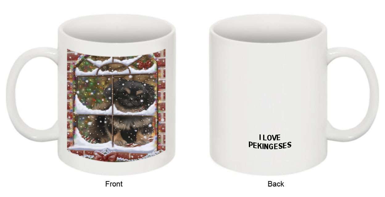 Please Come Home For Christmas Pekingese Dog Sitting In Window Mug MUG48289