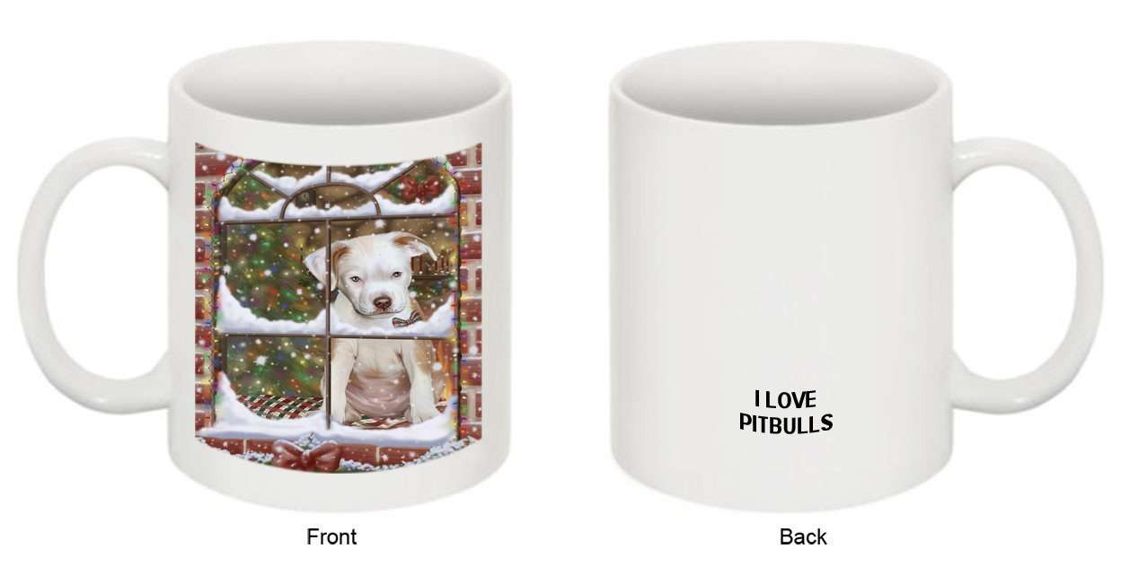 Please Come Home For Christmas Pit Bull Dog Sitting In Window Mug MUG48290