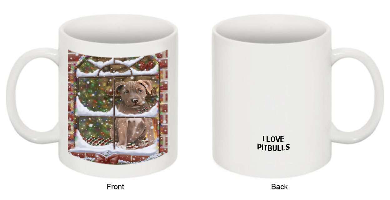Please Come Home For Christmas Pit Bull Dog Sitting In Window Mug MUG48292