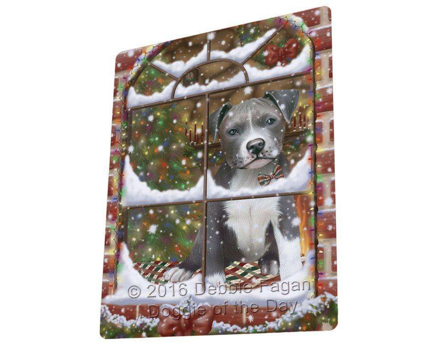 Please Come Home For Christmas Pit Bull Dog Sitting In Window Tempered Cutting Board C50049