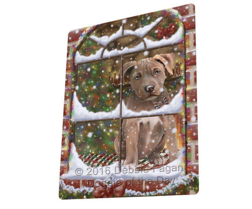 Please Come Home For Christmas Pit Bull Dog Sitting In Window Tempered Cutting Board C50052
