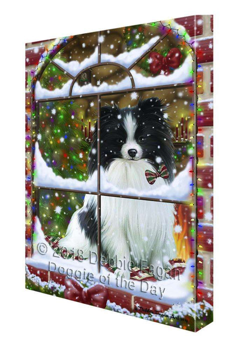 Please Come Home For Christmas Pomeranian Dog Sitting In Window Canvas Print Wall Art Décor CVS103364