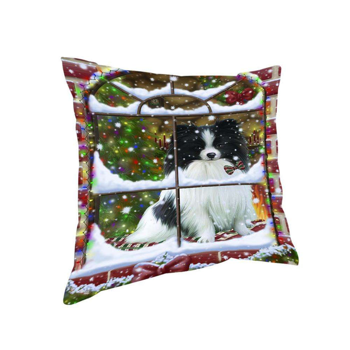 Please Come Home For Christmas Pomeranian Dog Sitting In Window Pillow PIL72408
