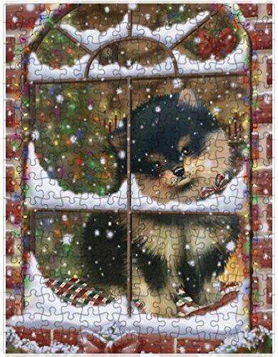 Please Come Home For Christmas Pomeranians Sitting In Window Puzzle with Photo Tin