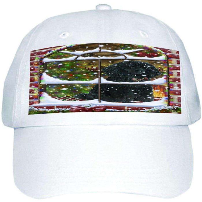 Please Come Home For Christmas Poodle Dog Sitting In Window Ball Hat Cap HAT48996