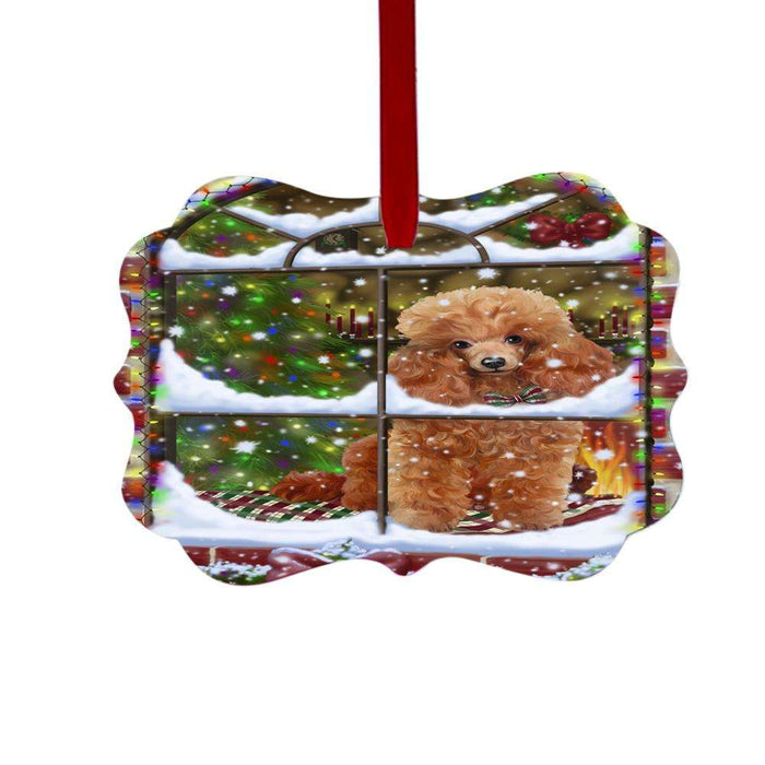 Please Come Home For Christmas Poodle Dog Sitting In Window Double-Sided Photo Benelux Christmas Ornament LOR49196