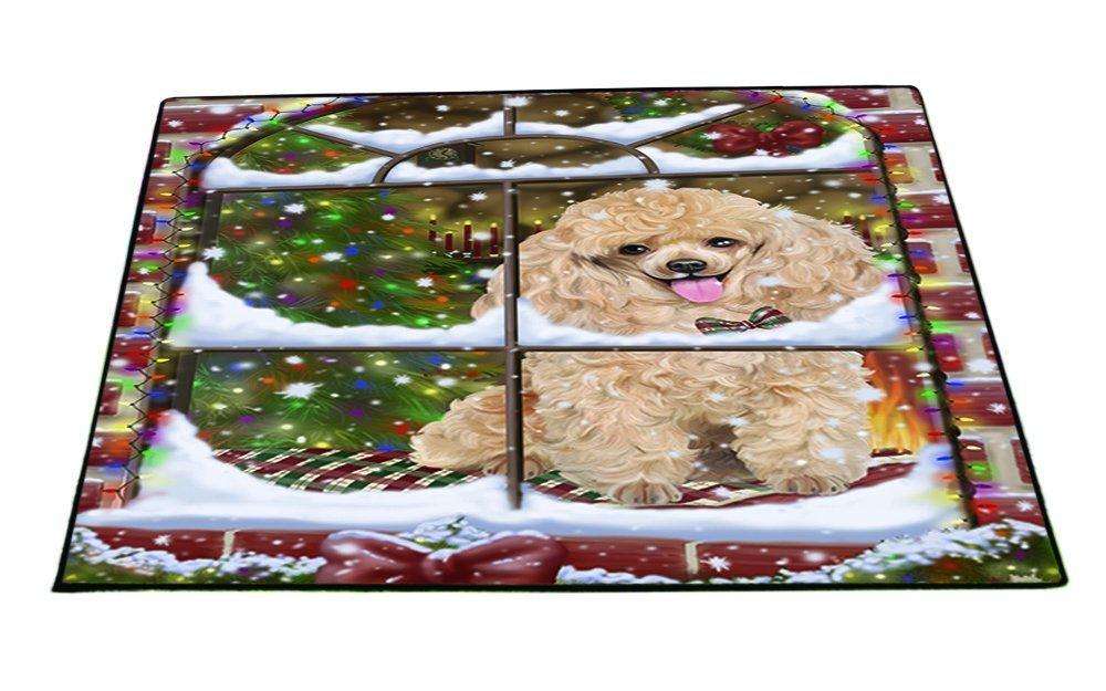 Please Come Home For Christmas Poodle Dog Sitting In Window Floormat FLMS48915