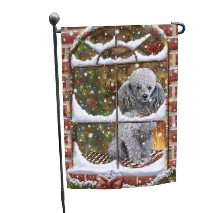 Please Come Home For Christmas Poodle Dog Sitting In Window Garden Flag GFLG48378