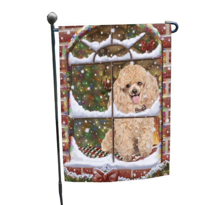 Please Come Home For Christmas Poodle Dog Sitting In Window Garden Flag GFLG48380