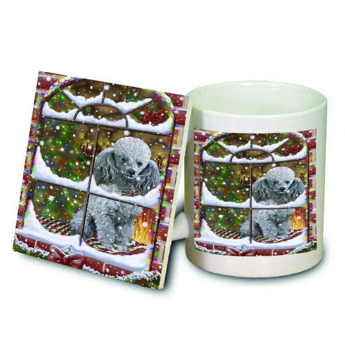 Please Come Home For Christmas Poodle Dog Sitting In Window Mug and Coaster Set MUC48412