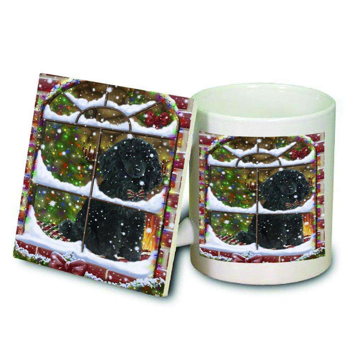 Please Come Home For Christmas Poodle Dog Sitting In Window Mug and Coaster Set MUC48413