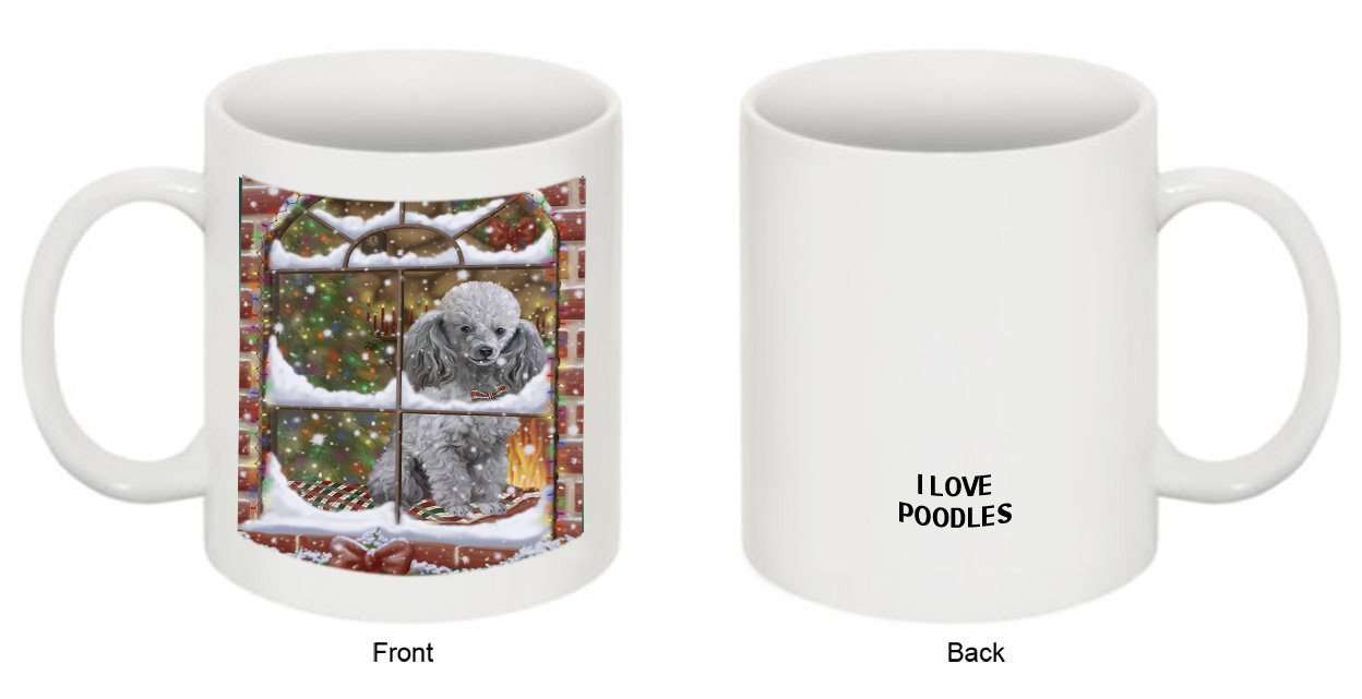 Please Come Home For Christmas Poodle Dog Sitting In Window Mug MUG48293