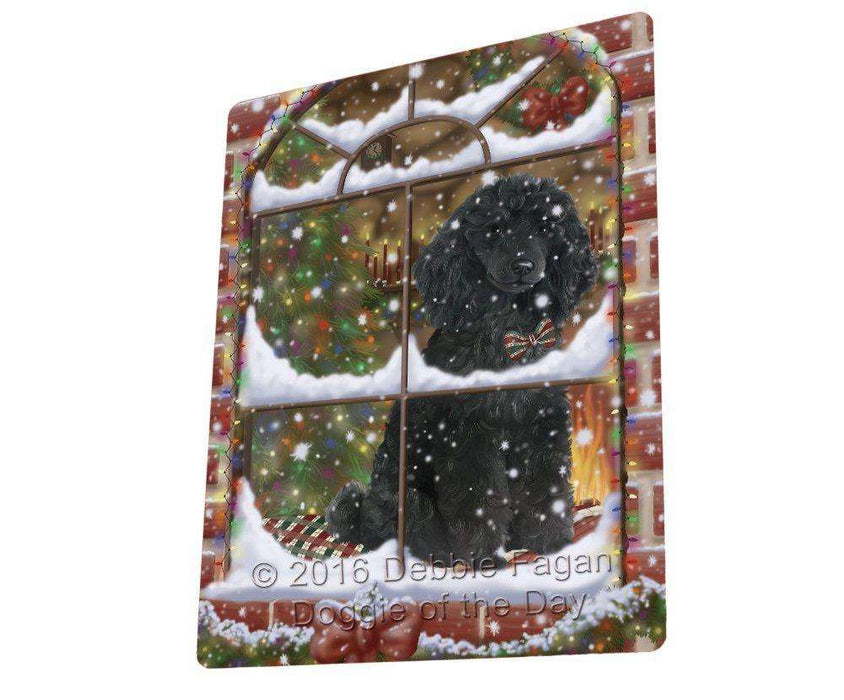 Please Come Home For Christmas Poodle Dog Sitting In Window Tempered Cutting Board C50058