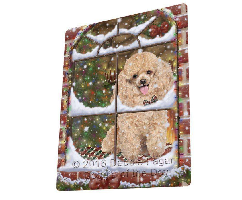 Please Come Home For Christmas Poodle Dog Sitting In Window Tempered Cutting Board C50061