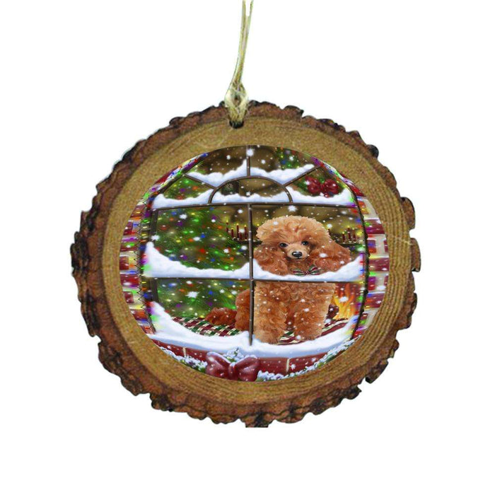 Please Come Home For Christmas Poodle Dog Sitting In Window Wooden Christmas Ornament WOR49196