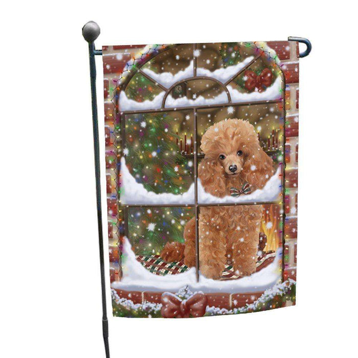 Please Come Home For Christmas Poodles Dog Sitting In Window Garden Flag