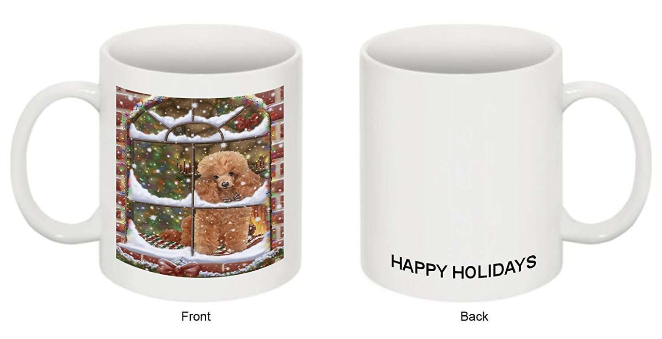 Please Come Home For Christmas Poodles Dog Sitting In Window Mug