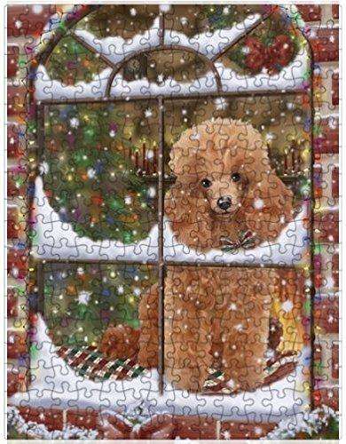 Please Come Home For Christmas Poodles Sitting In Window Puzzle with Photo Tin