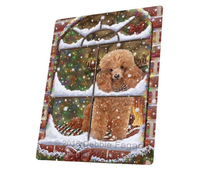 Please Come Home For Christmas Poodles Sitting In Window Tempered Cutting Board