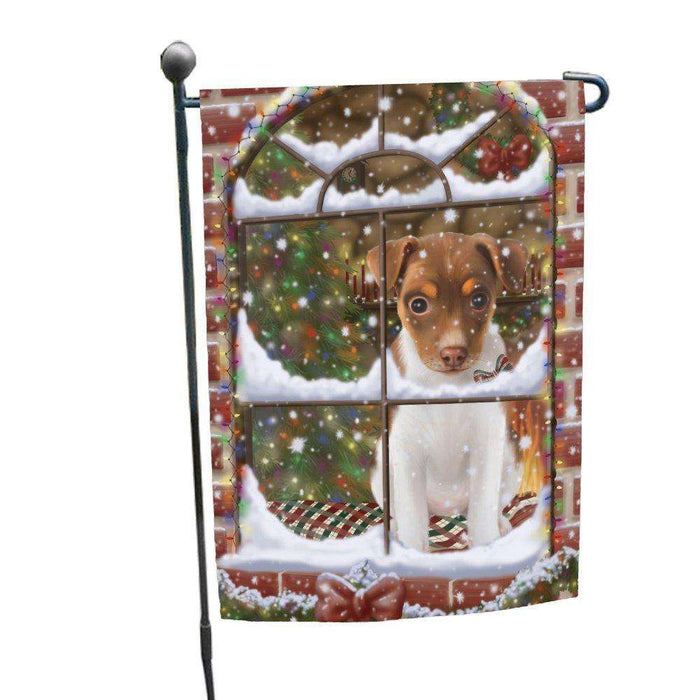 Please Come Home For Christmas Rat Terrier Dog Sitting In Window Garden Flag GFLG48381