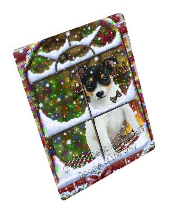 Please Come Home For Christmas Rat Terrier Dog Sitting In Window Large Refrigerator / Dishwasher Magnet D120