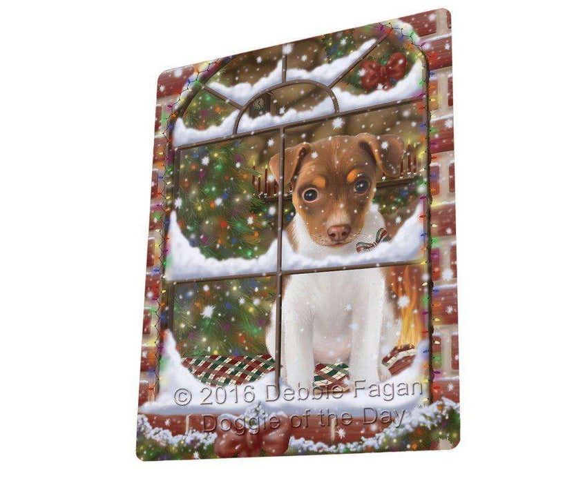 Please Come Home For Christmas Rat Terrier Dog Sitting In Window Tempered Cutting Board C50064
