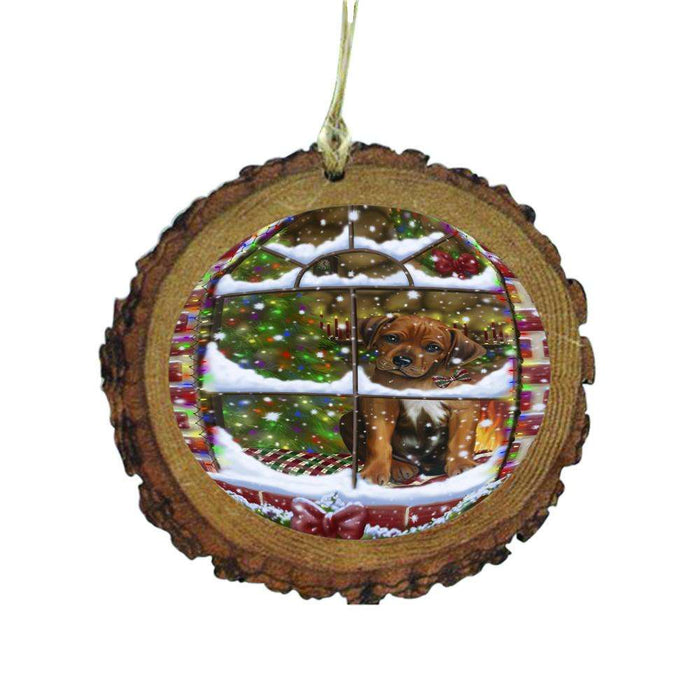 Please Come Home For Christmas Rhodesian Ridgeback Dog Sitting In Window Wooden Christmas Ornament WOR49200
