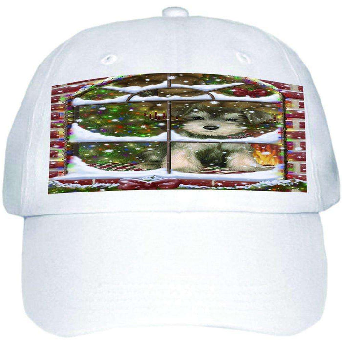 Please Come Home For Christmas Schnauzer Dog Sitting In Window Ball Hat Cap HAT49005